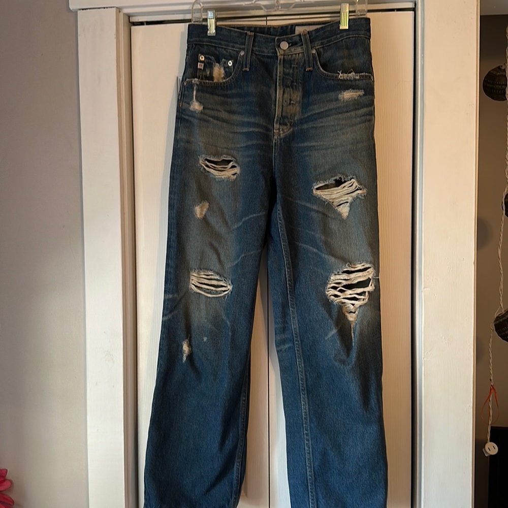 AG Adriano Goldschmied Knoxx High Rise Baggy Boyfriend Jeans in 8 Year Festival